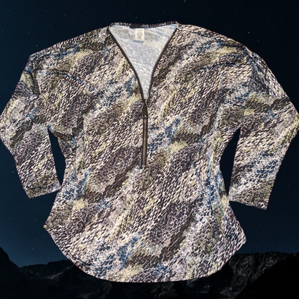 Ariella Snake Skin Silky Blouse, Size Small